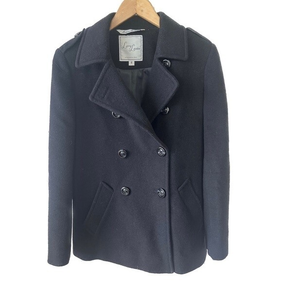 Larry Levine Wool Blend Classic Double Breasted Pockets Winter Pea Coat Jacket 6 - Picture 1 of 8